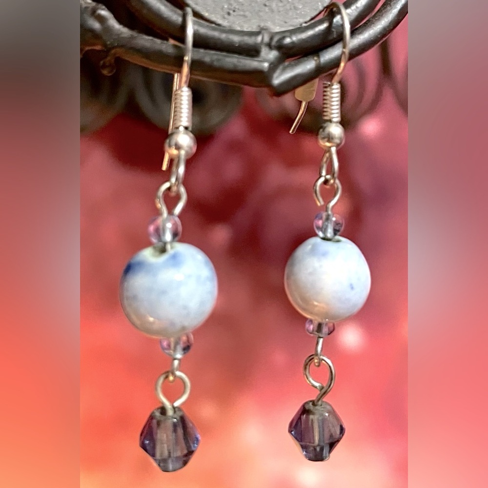 Ceramic and crystal bead drop earrings​